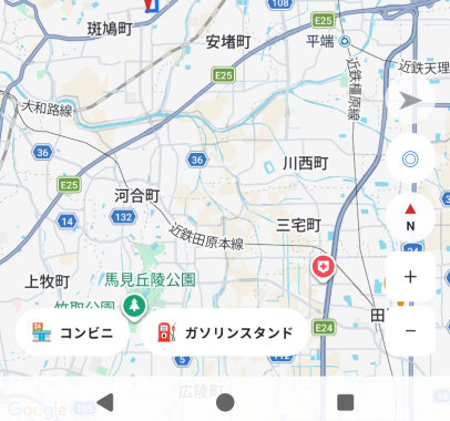 地図右下の操作ボタン列